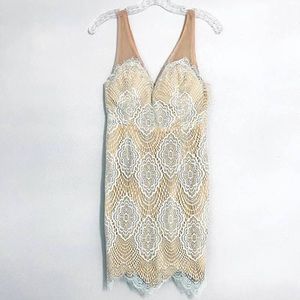 Lulu’s Lace Blue and Nude Mesh Mini Size Medium